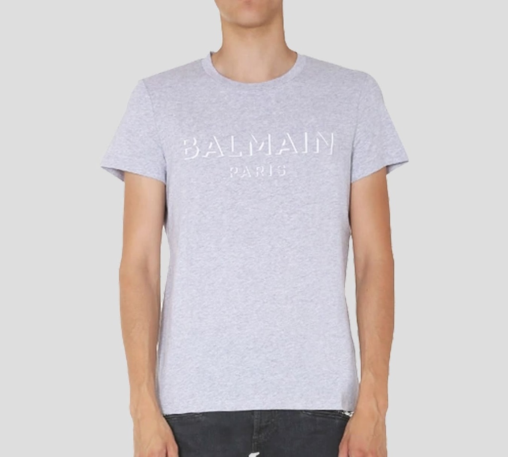Balmain - FRANELA CUELLO REDONDO CON LOGO FRONTAL SESGADO
