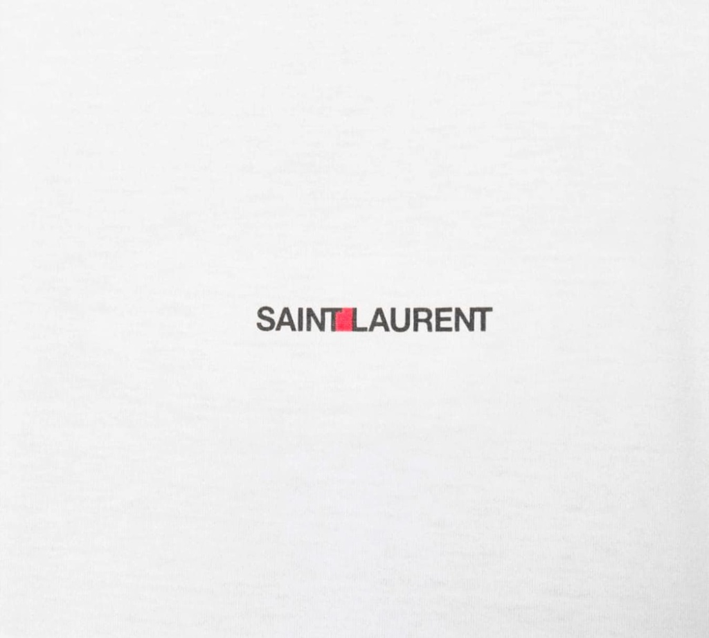 Saint Laurent - FRANELA BÁSICA CUELLO REDONDO CON LOGO BORDADO