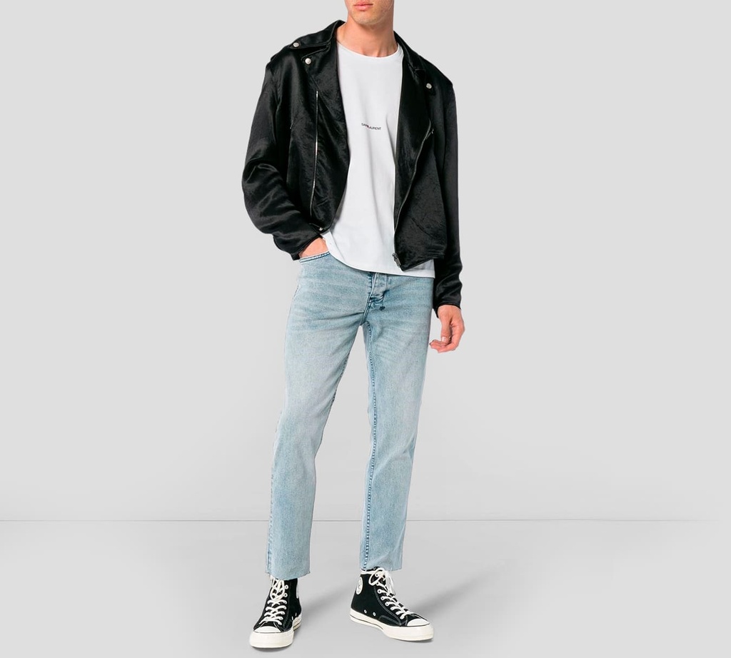 Saint Laurent - FRANELA BÁSICA CUELLO REDONDO CON LOGO BORDADO