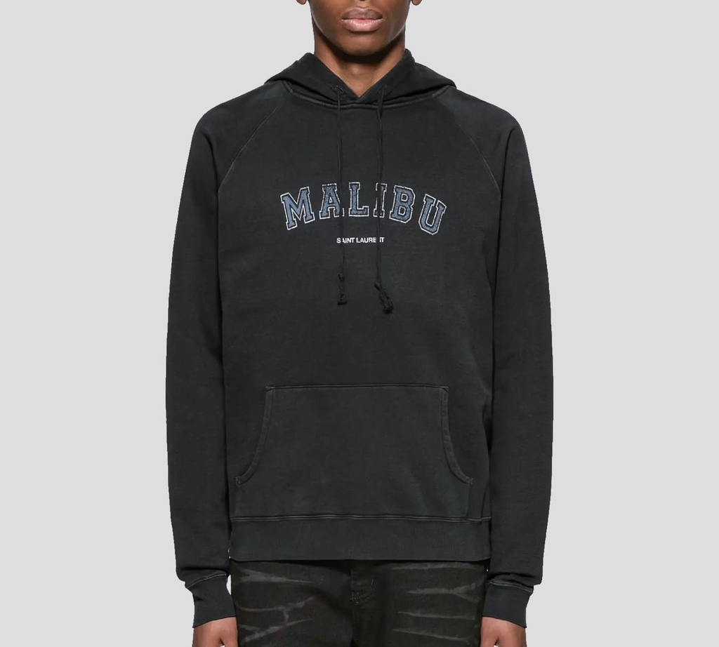 Saint Laurent - SWEATER HOODIE MALIBÚ CON BOLSILLO FRONTAL