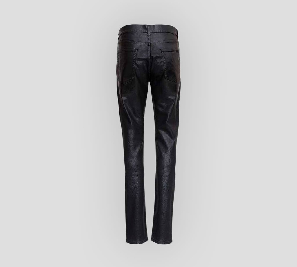 Saint Laurent - SKINNY JEANS CON ENCAPSULADO DE CUERO EXTERIOR