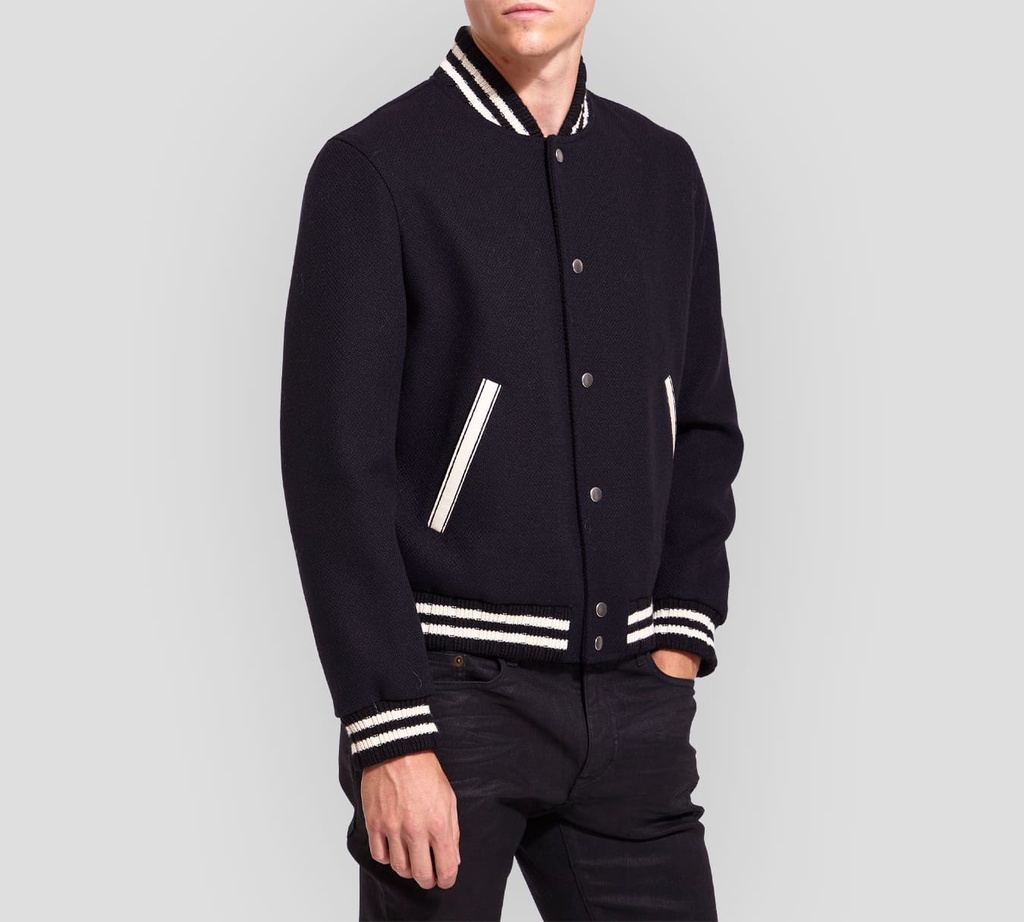 Saint Laurent - CHAQUETA COLLEGE CAZADORA CON BOLSILLOS A LOS LADOS