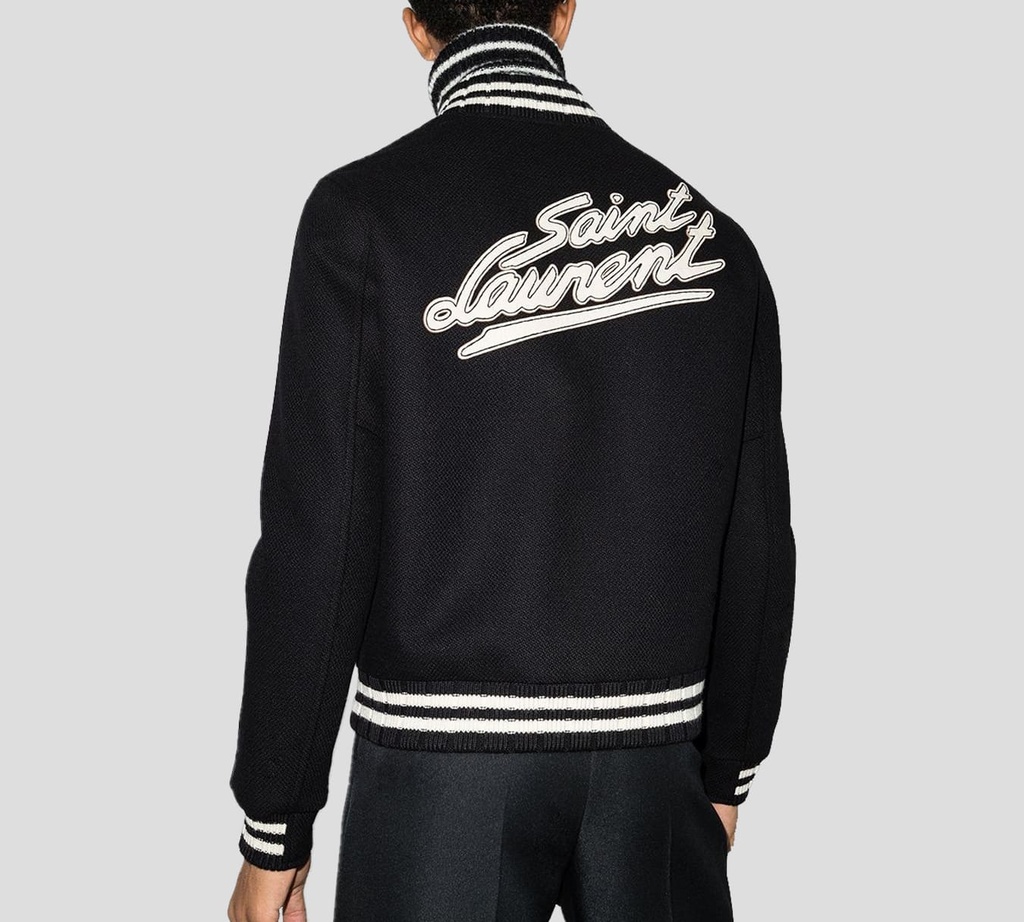Saint Laurent - CHAQUETA COLLEGE CAZADORA CON BOLSILLOS A LOS LADOS