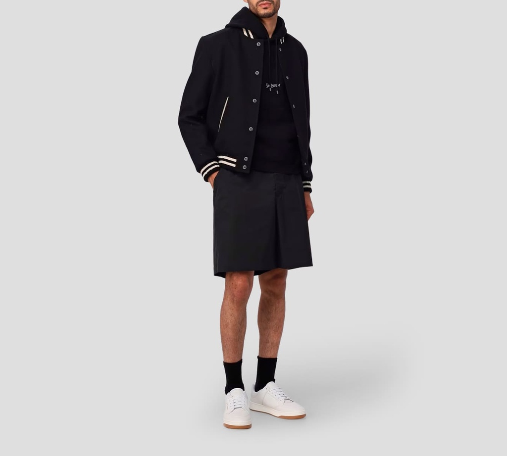 Saint Laurent - CHAQUETA COLLEGE CAZADORA CON BOLSILLOS A LOS LADOS
