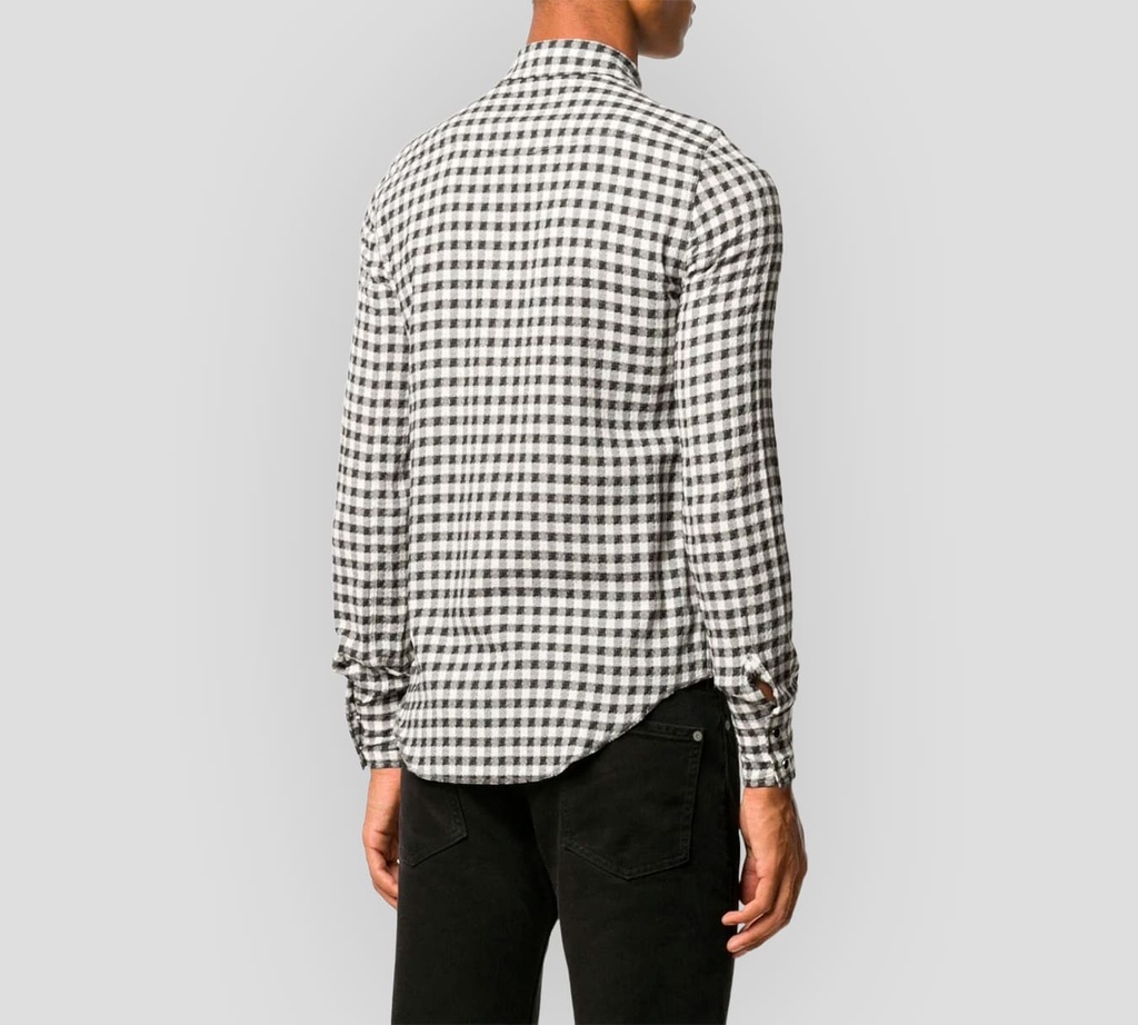 Saint Laurent - CAMISA A CUADROS DALLAS WEST CON DOBLE BOLSILLO FRONTAL