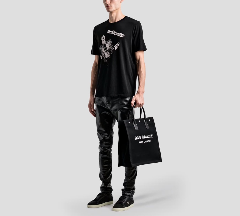 Saint Laurent - FRANELA CUELLO REDONDO CON ESTAMPADO FRONTAL