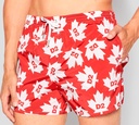 Dsquared2 - SHORT DE PLAYA ROJO, ESTAMPADO DE HOJA DE MAPLE Y LOGO D2