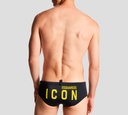 Dsquared2 - TRAJE DE BAÑO CORTE INTERIOR, NEGRO CON LETRAS AMARILLAS