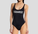 Dsquared2 - TRAJE DE BAÑO ENTERO, NEGRO CON LETRAS BLANCAS 201