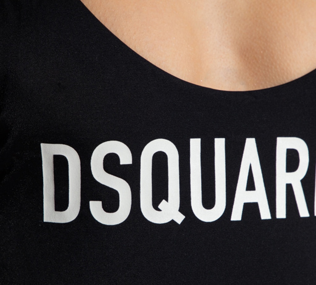 Dsquared2 - TRAJE DE BAÑO ENTERO, NEGRO CON LETRAS BLANCAS 201