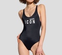 Dsquared2 - TRAJE DE BAÑO ENTERO, NEGRO CON LETRAS BLANCAS