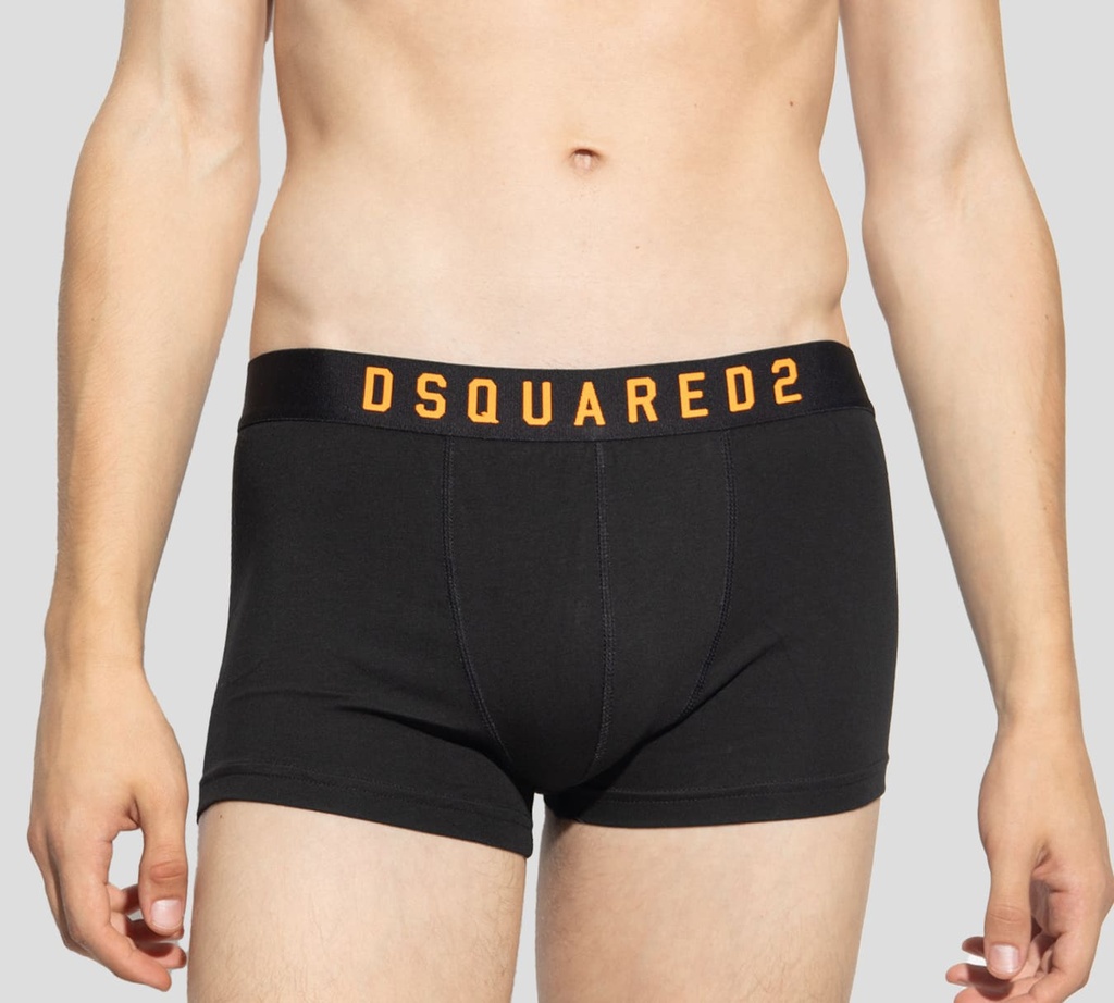 Dsquared2 - BOXER CORTO NEGRO, LETRAS NARANJA