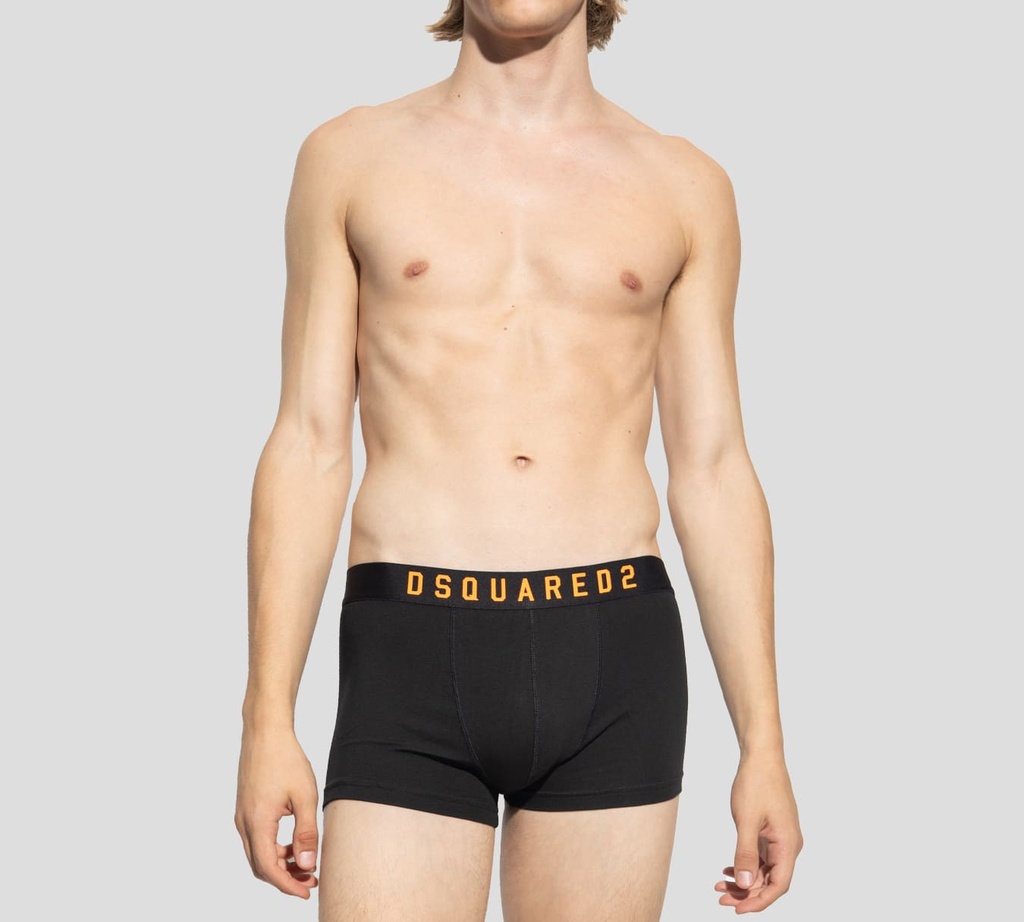 Dsquared2 - BOXER CORTO NEGRO, LETRAS NARANJA