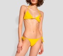 Dsquared2 - TOP DE TRAJE DE BAÑO ESTILO TRIANGULO, AMARILLO CON LETRAS ROSADAS