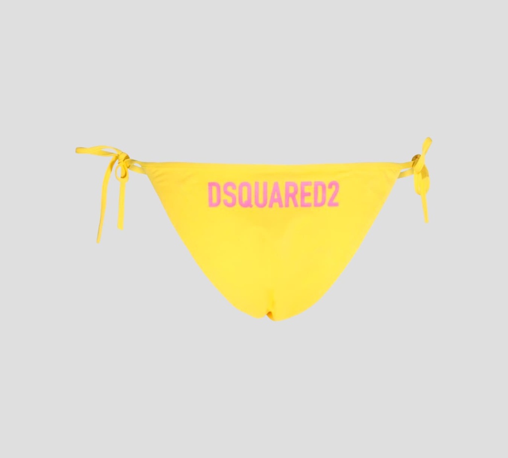 Dsquared2 - BIKINI DE TRAJE DE BAÑO AMARILLO CON LETRAS ROSADAS