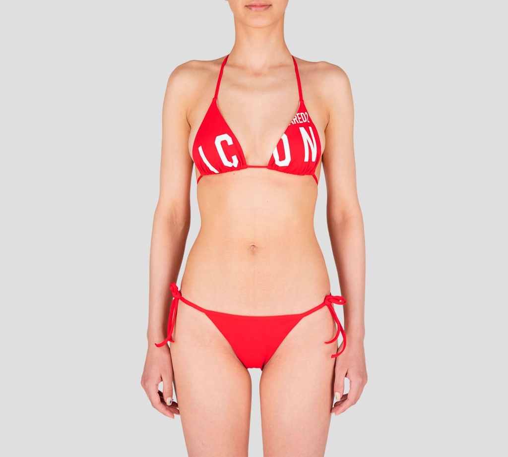 Dsquared2 - BIKINI DE TRAJE DE BAÑO ROJO CON LETRAS BLANCAS