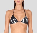 Dsquared2 - TOP DE TRAJE DE BAÑO ESTILO TRIANGULO, NEGRO CON LETRAS BLANCAS