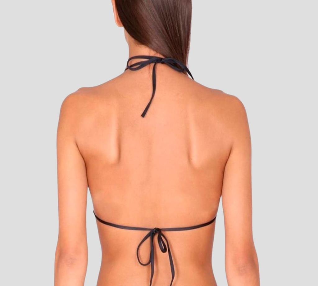Dsquared2 - TOP DE TRAJE DE BAÑO ESTILO TRIANGULO, NEGRO CON LETRAS BLANCAS