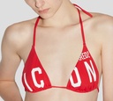 Dsquared2 - TOP DE TRAJE DE BAÑO ESTILO TRIANGULO, ROJO CON LETRAS BLANCAS