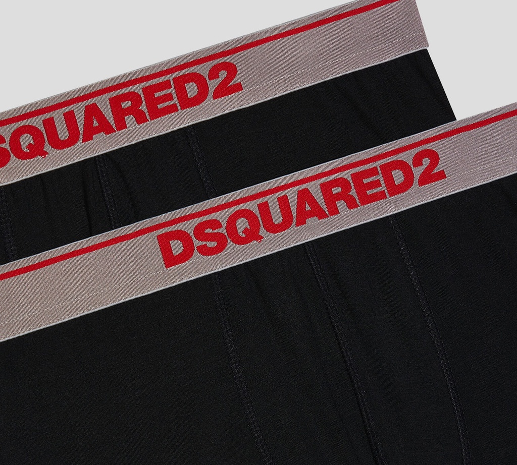 Dsquared2 - DUO DE BOXERS CORTOS, NEGROS CON LETRAS ROJAS
