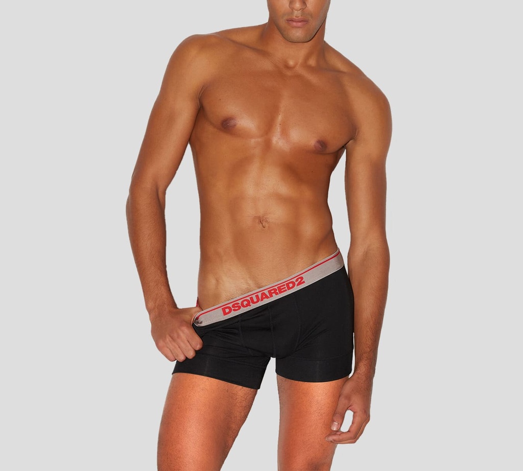Dsquared2 - DUO DE BOXERS CORTOS, NEGROS CON LETRAS ROJAS