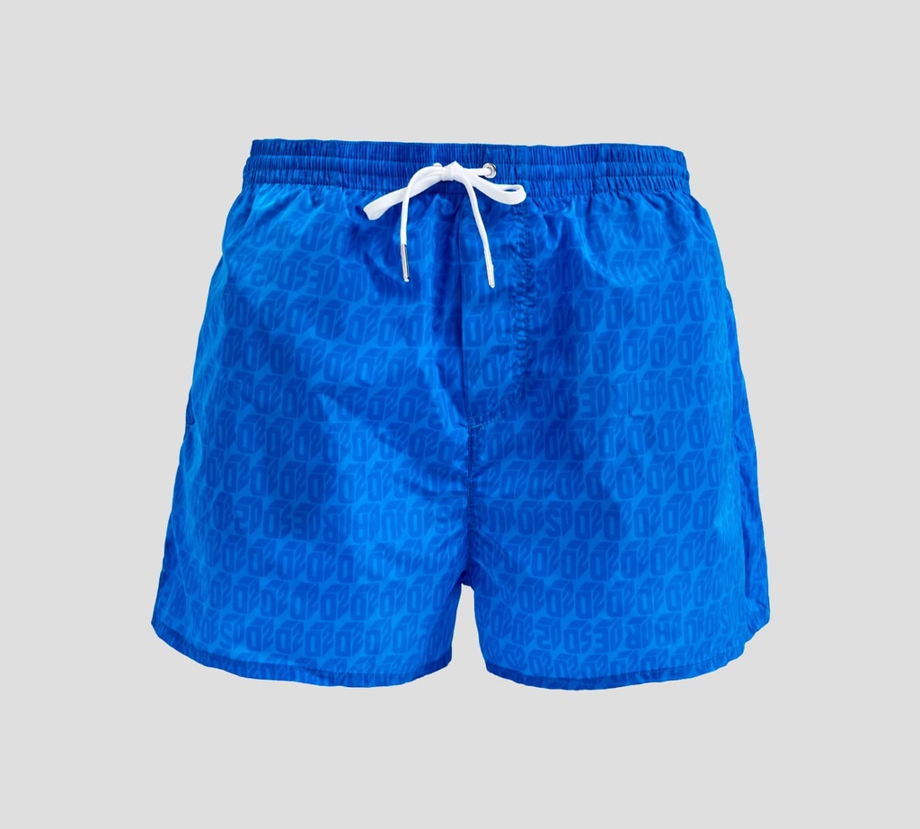 Dsquared2 - SHORT DE PLAYA MIDI CON PATRÓN DE LOGO MONOCROMÁTICO