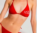 Dsquared2 - TOP DE TRAJE DE BAÑO ROJO ESTILO TRIANGULO CON ESTAMPADO ICON