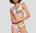 Dsquared2 - PANTY DE TRAJE DE BAÑO ROSADA CON LETRAS MULTICOLOR