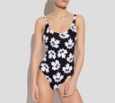 Dsquared2 - TRAJE DE BAÑO BLANCO Y NEGRO ENTERO CON LOGO DE FLOR DE MAPLE D2