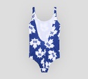 Dsquared2 - TRAJE DE BAÑO ENTERO AZUL Y BLANCO CON LOGO DE FLOR DE MAPLE D2