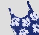 Dsquared2 - TRAJE DE BAÑO ENTERO AZUL Y BLANCO CON LOGO DE FLOR DE MAPLE D2