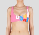 Dsquared2 - TOP DE TRAJE DE BAÑO ROSADO CON LETRAS MULTICOLOR