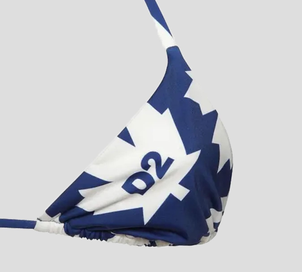 Dsquared2 - TOP DE TRAJE DE BAÑO AZUL ESTILO TRIANGULO CON FLOR DE MAPLE Y LOGO D2