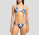 Dsquared2 - TOP DE TRAJE DE BAÑO AZUL ESTILO TRIANGULO CON FLOR DE MAPLE Y LOGO D2