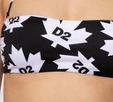 Dsquared2 - TOP DE TRAJE DE BAÑO NEGRO Y BLANCO CON FLOR DE MAPLE Y LOGO D2