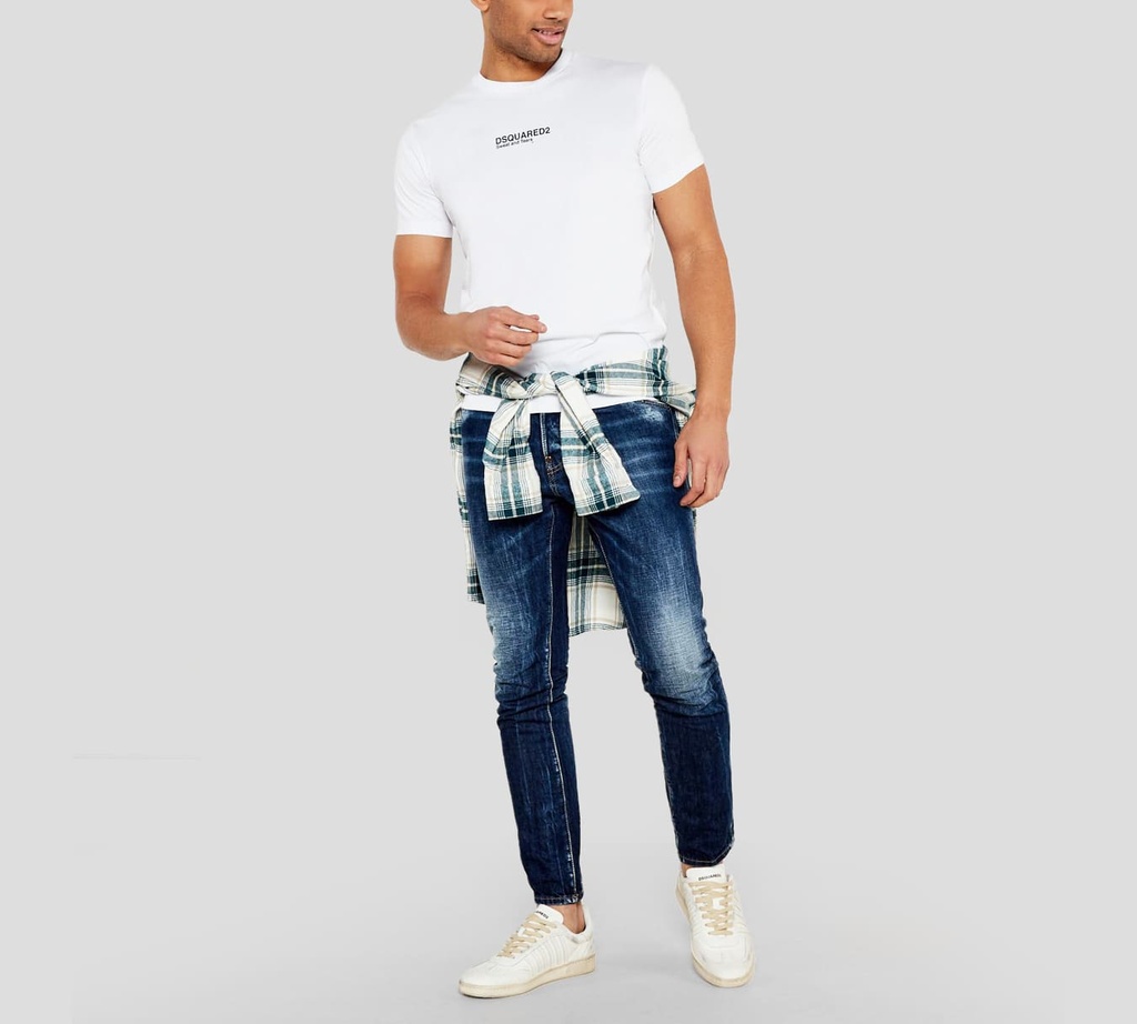 Dsquared2 - FRANELA BLANCA CON DSQUARED2 NEGRO