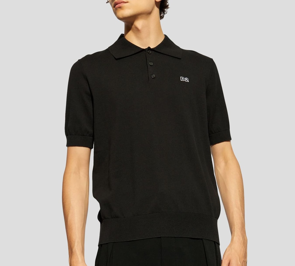 Dsquared2 - SWEATER NEGRO CON CUELLO Y BOTONES D2