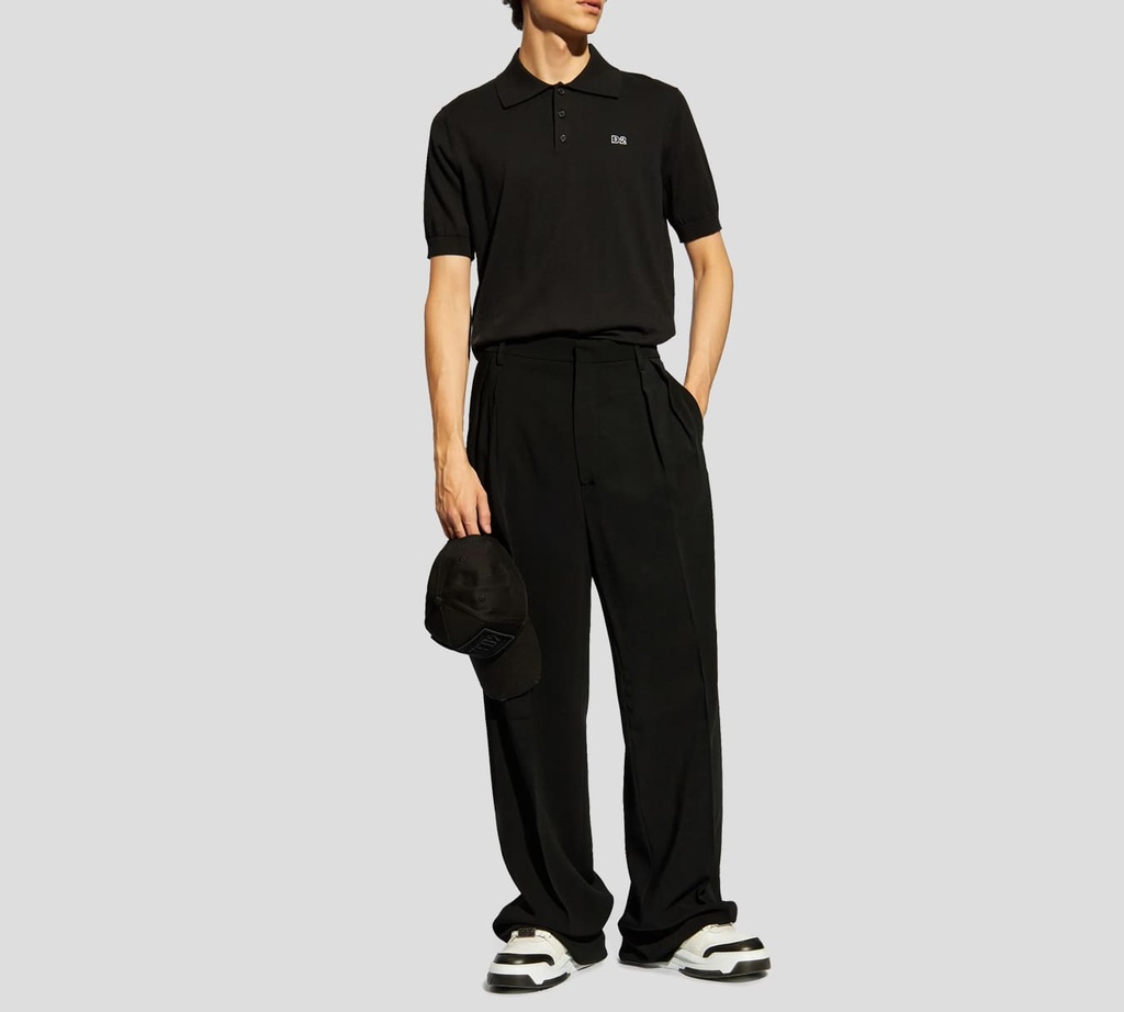 Dsquared2 - SWEATER NEGRO CON CUELLO Y BOTONES D2