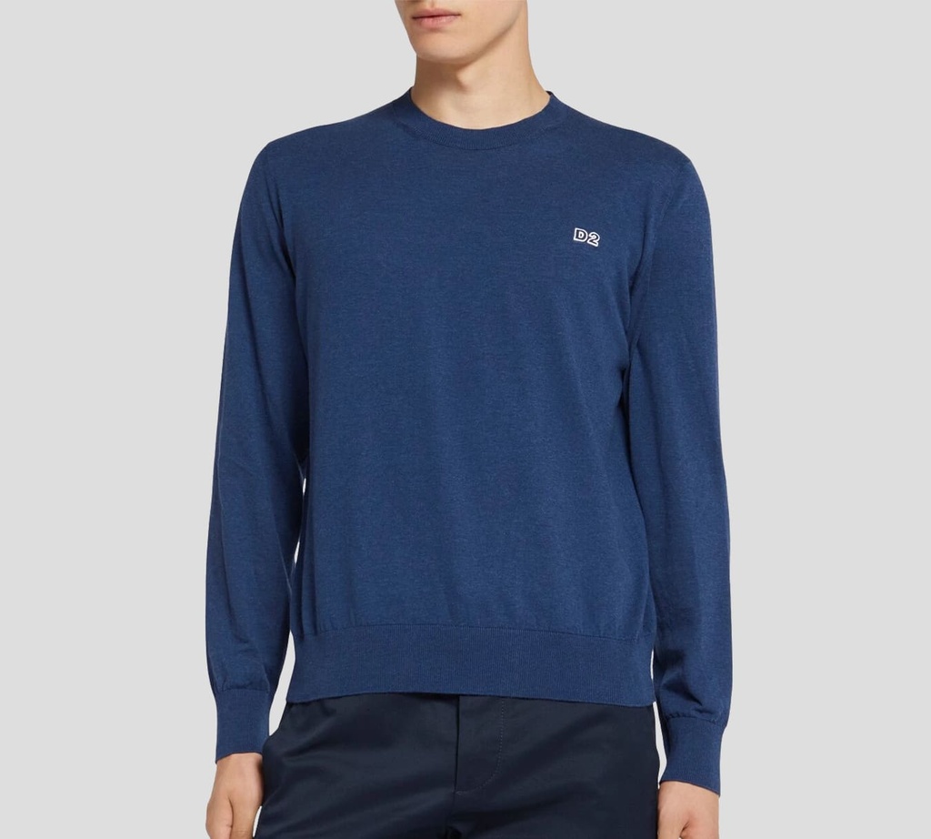 Dsquared2 - SWEATER AZUL CUELLO REDONDO D2