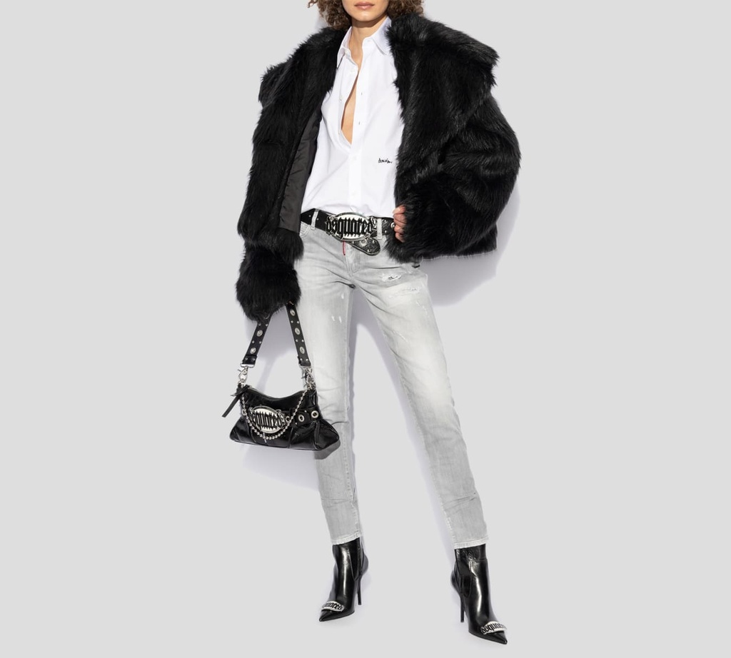 Dsquared2 - CAMISA BLANCA CON BORDADO NEGRO