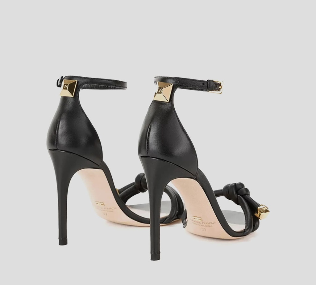Elisabetta Franchi - SANDALIAS PUNTA CUADRADA EN CUERO SINTETICO NEGRO