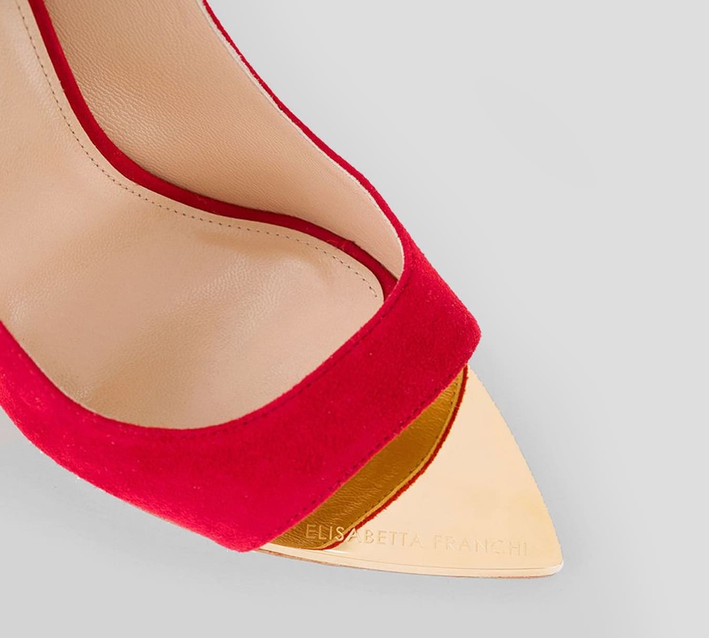 Elisabetta Franchi - STILETTO GAMUZADO CON PUNTA DESCUBIERTA Y TACON DORADO METALICO AU2