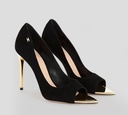 Elisabetta Franchi - STILETTO GAMUZADO CON PUNTA DESCUBIERTA Y TACÓN METÁLICO