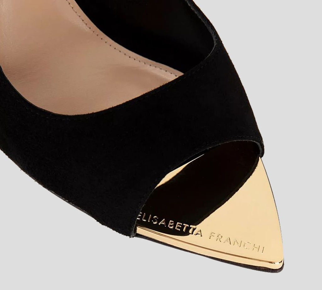 Elisabetta Franchi - STILETTO GAMUZADO CON PUNTA DESCUBIERTA Y TACÓN METÁLICO