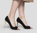 Elisabetta Franchi - STILETTO GAMUZADO CON PUNTA DESCUBIERTA Y TACÓN METÁLICO