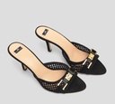 Elisabetta Franchi - SANDALIA PEEP TOE DESTALONADA EN GAMUZA DE TACÓN MEDIANO