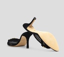 Elisabetta Franchi - SANDALIA PEEP TOE DESTALONADA EN GAMUZA DE TACÓN MEDIANO