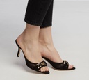 Elisabetta Franchi - SANDALIA PEEP TOE DESTALONADA EN GAMUZA DE TACÓN MEDIANO