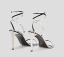 Giuseppe Zanotti - SANDALIA PLATEADA CON TACON Y PEDRERIA