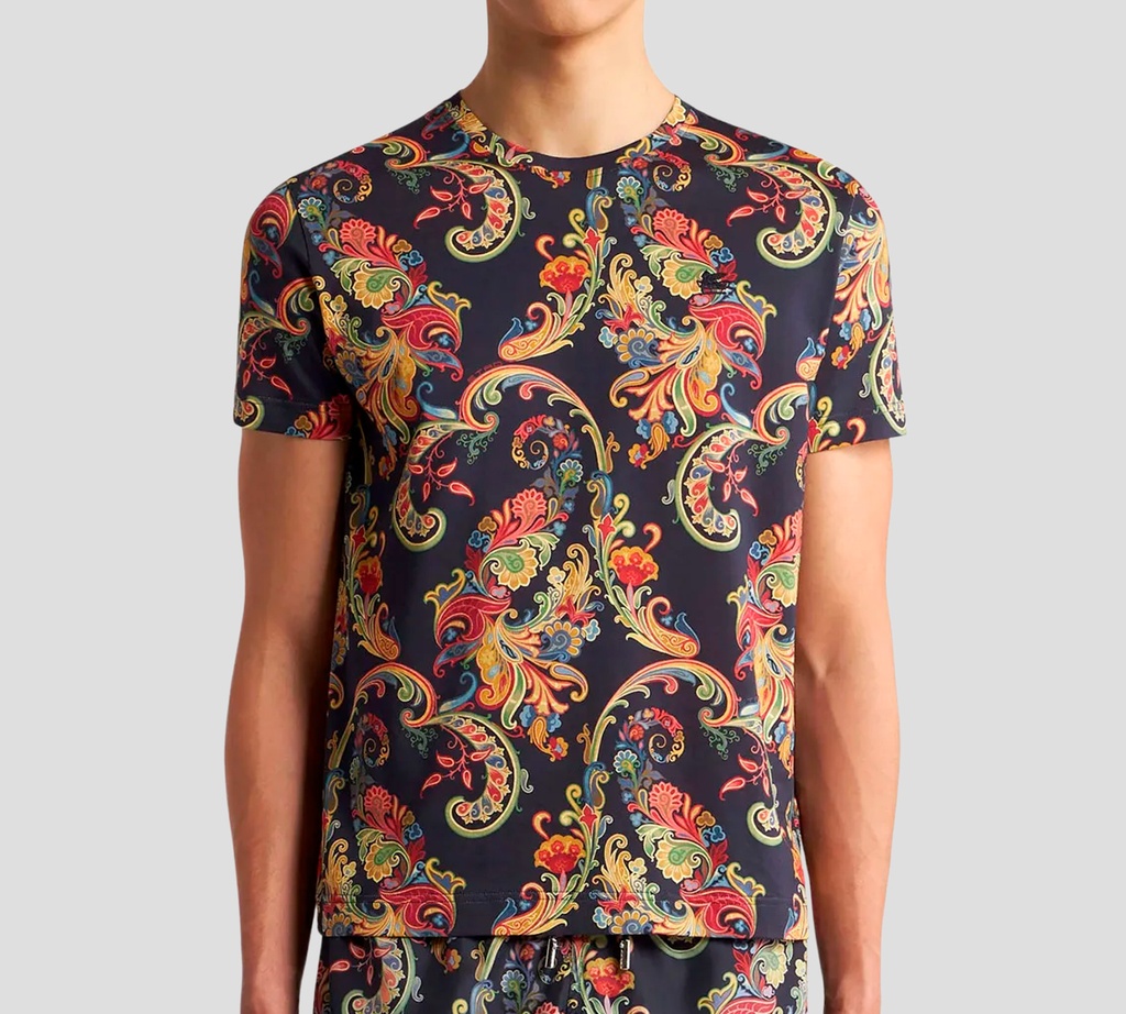 Etro - FRANELA NEGRA CON DISEÑO MULTICOLOR